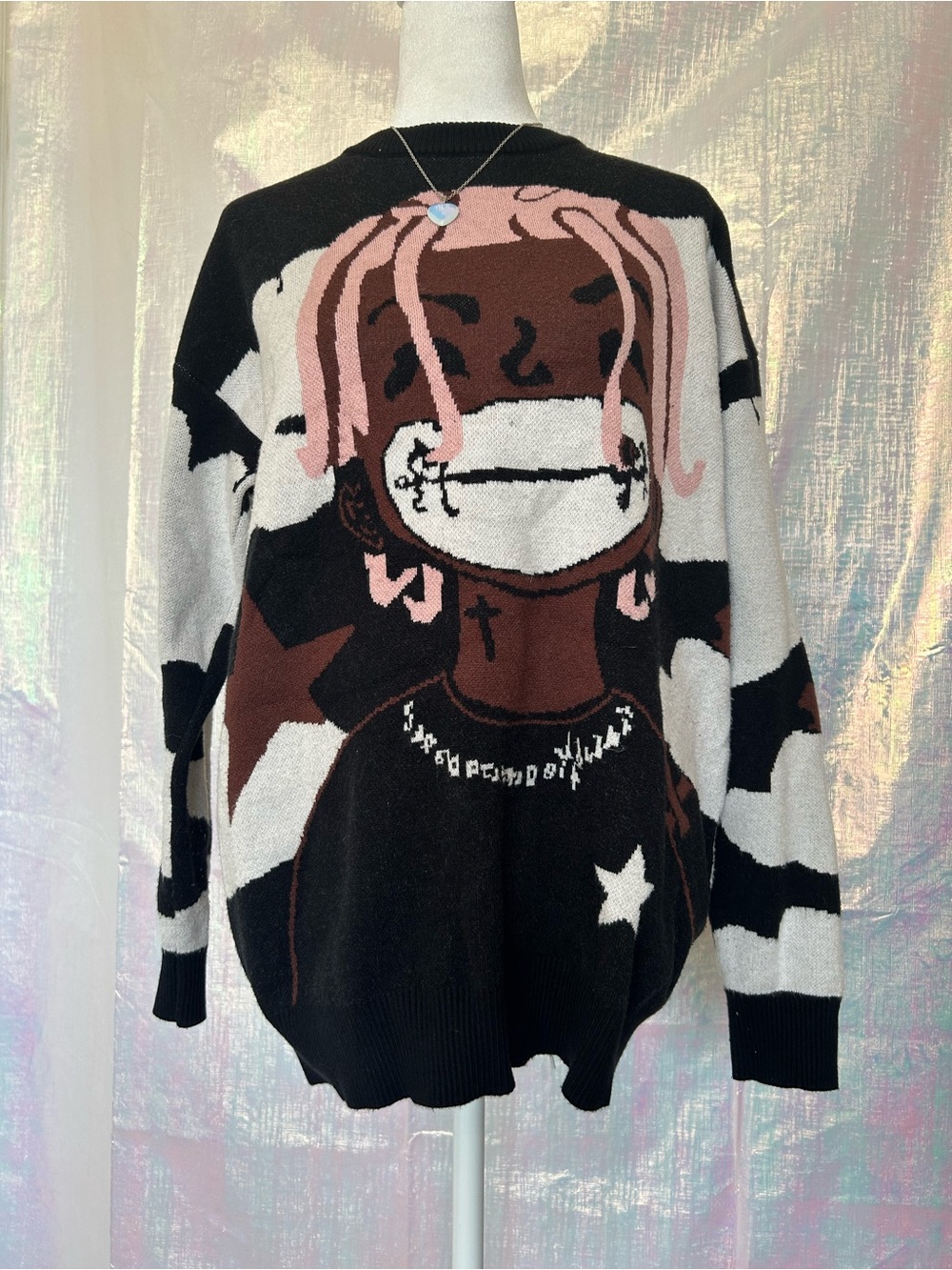 Black & Pink Anime Lil Uzi Vert Sweater. See Measurements.